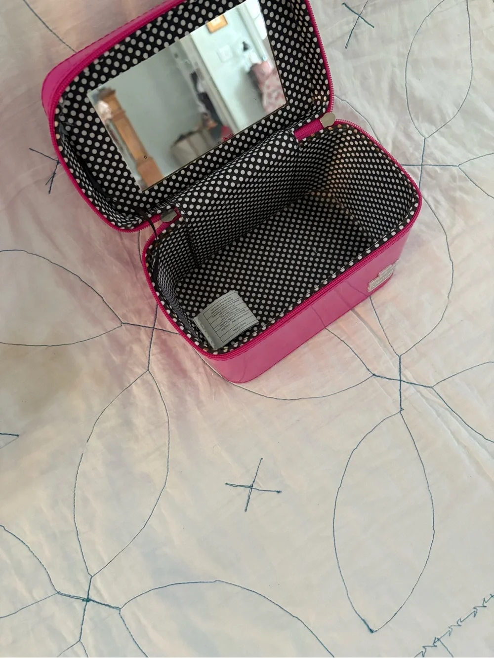 Caboodles Pink Patent Train Case Cosmetic Organizer